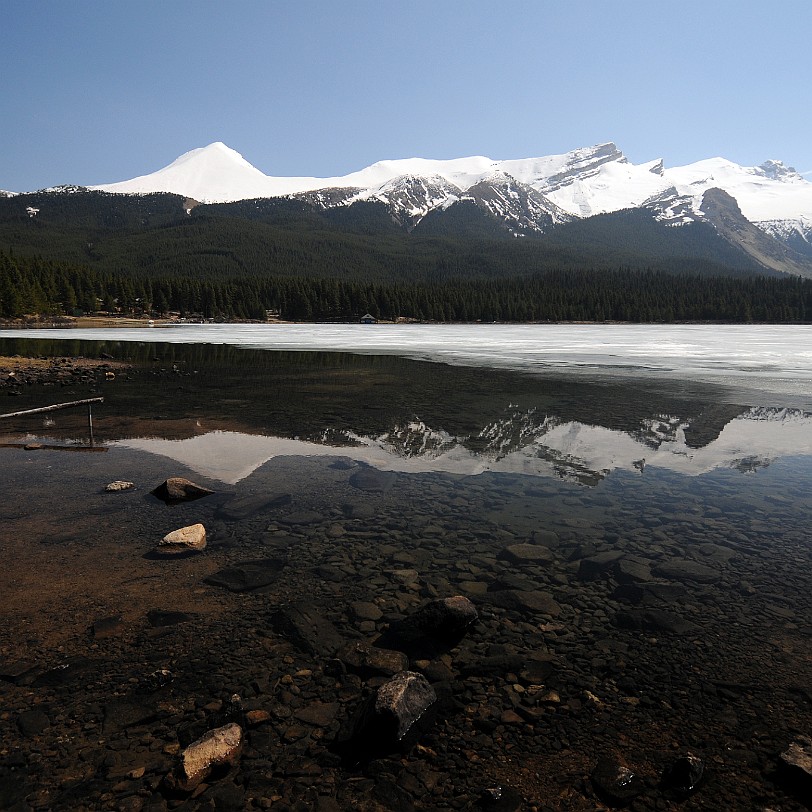 DSC_0575 Kanada; Alberta; Nationalpark; Jasper; Maligne Lake Die Entdeckung des Sees wird Mary Schaffer im Jahr 1908 zugeschrieben, die auf der Suche nach einem von...